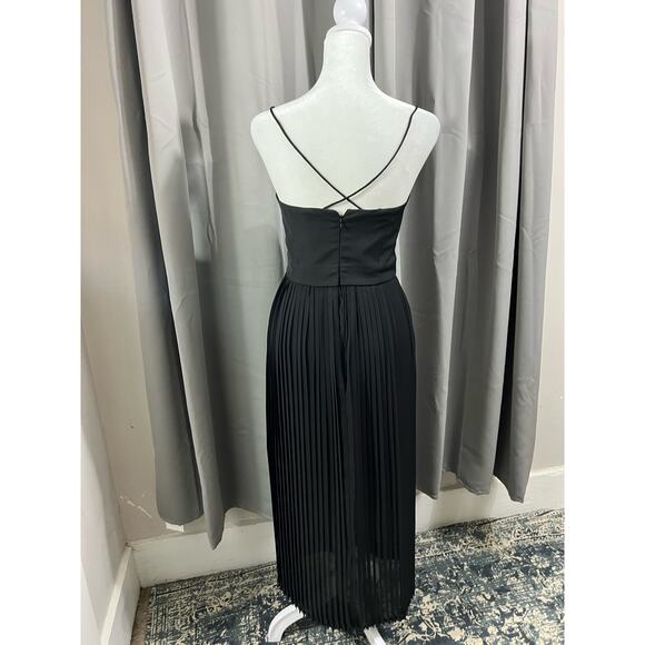 Nwt 550 Nicholas Black Long Pleated Formal Prom Homecoming Dress - Picture 8 of 8